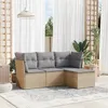 Image de vidaXL Salon de jardin avec coussins 4 pcs beige résine tressée3249378