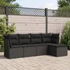 Image de Vidaxl Salon De Jardin 5 Pcs Avec Coussins Noir RÃ©sine TressÃ©e