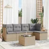 Image de Vidaxl Salon De Jardin Avec Coussins 6 Pcs Beige RÃ©sine TressÃ©e