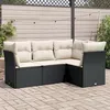 Image de vidaXL Salon de jardin 4 pcs avec coussins noir résine tressée