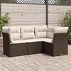 Image de vidaXL Salon de jardin 4 pcs avec coussins marron résine tressée3249422