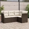 Image de Vidaxl Salon De Jardin 4 Pcs Avec Coussins Marron RÃ©sine TressÃ©e