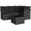 Image de Vidaxl Salon De Jardin 5 Pcs Avec Coussins Noir RÃ©sine TressÃ©e