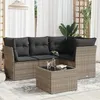 Image de vidaXL Salon de jardin 5 pcs avec coussins gris résine tressée