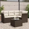 Image de Vidaxl Salon De Jardin Avec Coussins 5 Pcs Marron RÃ©sine TressÃ©e