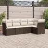 Image de vidaXL Salon de jardin avec coussins 5 pcs marron résine tressée3249442