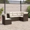 Image de vidaXL Salon de jardin avec coussins 5 pcs marron résine tressée