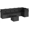 Image de Vidaxl Salon De Jardin 7 Pcs Avec Coussins Noir RÃ©sine TressÃ©e