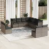 Image de Vidaxl Salon De Jardin 11 Pcs Avec Coussins Gris RÃ©sine TressÃ©e