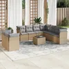 Image de Vidaxl Salon De Jardin Avec Coussins 10 Pcs Beige RÃ©sine TressÃ©e