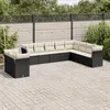 Image de vidaXL Vidaxl Salon De Jardin 10 Pcs Avec Coussins Noir Résine Tressée