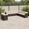 Image de Vidaxl Salon De Jardin Et Coussins 11 Pcs Marron RÃ©sine TressÃ©e