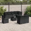 Image de vidaXL Salon de jardin 9 pcs avec coussins noir résine tressée