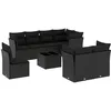 Image de Vidaxl Salon De Jardin 9 Pcs Avec Coussins Noir RÃ©sine TressÃ©e