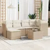 Image de Vidaxl Salon De Jardin Avec Coussins 7 Pcs Beige RÃ©sine TressÃ©e