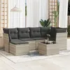 Image de Vidaxl Salon De Jardin Avec Coussins 7 Pcs Gris Clair RÃ©sine TressÃ©e