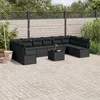 Image de Vidaxl Salon De Jardin 11 Pcs Avec Coussins Noir RÃ©sine TressÃ©e