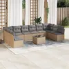 Image de vidaXL Salon de jardin 11 pcs avec coussins beige résine tressée