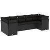 Image de Vidaxl Salon De Jardin 7 Pcs Avec Coussins Noir RÃ©sine TressÃ©e