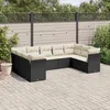 Image de Vidaxl Salon De Jardin 9 Pcs Avec Coussins Noir RÃ©sine TressÃ©e