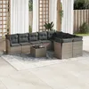 Image de Vidaxl Salon De Jardin Avec Coussins 10 Pcs Gris RÃ©sine TressÃ©e