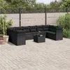 Image de vidaXL Salon de jardin 11 pcs avec coussins noir résine tressée
