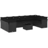 Image de Vidaxl Salon De Jardin 11 Pcs Avec Coussins Noir RÃ©sine TressÃ©e