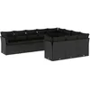 Image de Vidaxl Salon De Jardin 10 Pcs Avec Coussins Noir RÃ©sine TressÃ©e