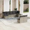 Image de vidaXL Salon de jardin 9 pcs avec coussins gris résine tressée