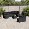 Image de Vidaxl Salon De Jardin 10 Pcs Avec Coussins Noir RÃ©sine TressÃ©e