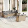 Image de vidaXL Vidaxl Salon De Jardin Avec Coussins 9 Pcs Beige Résine Tressée