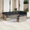 Image de vidaXL Salon de jardin avec coussins 12 pcs gris clair résine tressée