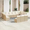 Image de vidaXL Vidaxl Salon De Jardin Avec Coussins 13 Pcs Beige Résine Tressée