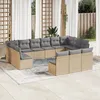 Image de Vidaxl Salon De Jardin Avec Coussins 13 Pcs Beige RÃ©sine TressÃ©e