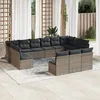 Image de Vidaxl Salon De Jardin Avec Coussins 13 Pcs Gris RÃ©sine TressÃ©e