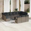 Image de vidaXL Salon de jardin avec coussins 14 pcs gris résine tressée3250239