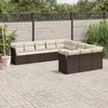 Image de vidaXL Salon de jardin et coussins 11 pcs marron résine tressée