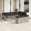 Image de Vidaxl Salon De Jardin Avec Coussins 13 Pcs Gris Clair RÃ©sine TressÃ©e