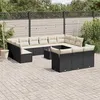 Image de vidaXL Salon de jardin avec coussins 14 pcs noir résine tressée