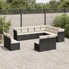 Image de Vidaxl Salon De Jardin 12 Pcs Avec Coussins Noir RÃ©sine TressÃ©e