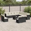 Image de vidaXL Salon de jardin avec coussins 14 pcs noir résine tressée