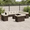 Image de Vidaxl Salon De Jardin Avec Coussins 14 Pcs Marron RÃ©sine TressÃ©e