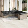 Image de vidaXL Salon de jardin 11 pcs avec coussins gris résine tressée