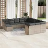 Image de vidaXL Salon de jardin avec coussins 12 pcs gris résine tressée