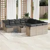 Image de vidaXL Salon de jardin avec coussins 13 pcs gris résine tressée