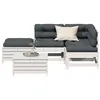 Image de vidaXL Salon de jardin 5 pcs avec coussins blanc bois massif de pin