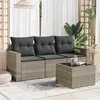 Image de vidaXL Salon de jardin 4 pcs avec coussins gris clair résine tressée3251009