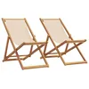 Image de Vidaxl Chaises De Plage Pliantes Lot De 2 Beige Tissu Et Bois Massif