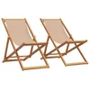 Image de Vidaxl Chaises De Plage Pliantes Lot De 2 Taupe Tissu Et Bois Massif