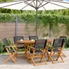 Image de vidaXL Vidaxl Chaises De Jardin Pliantes Lot De 6 Noir Poly Rotin Bois Massif